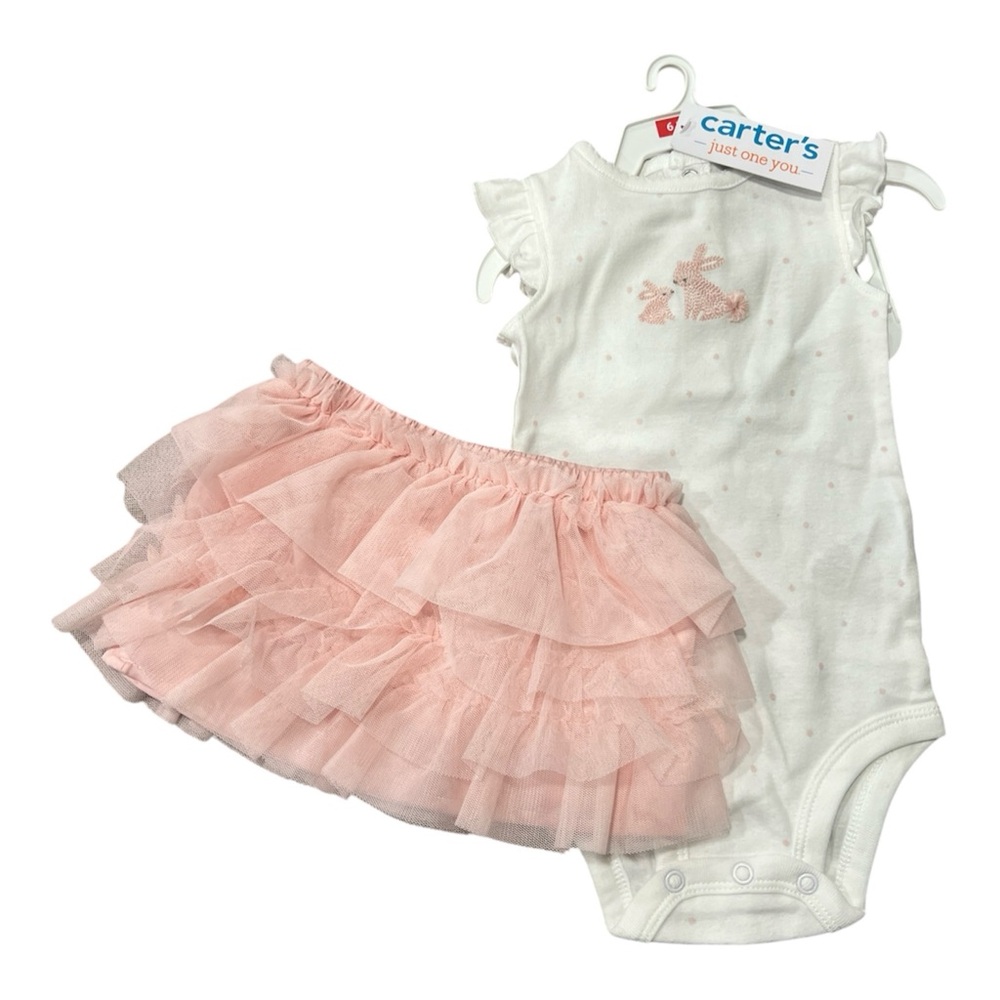 Carter's Pink and White Bunny Bodysuit and Tutu Set